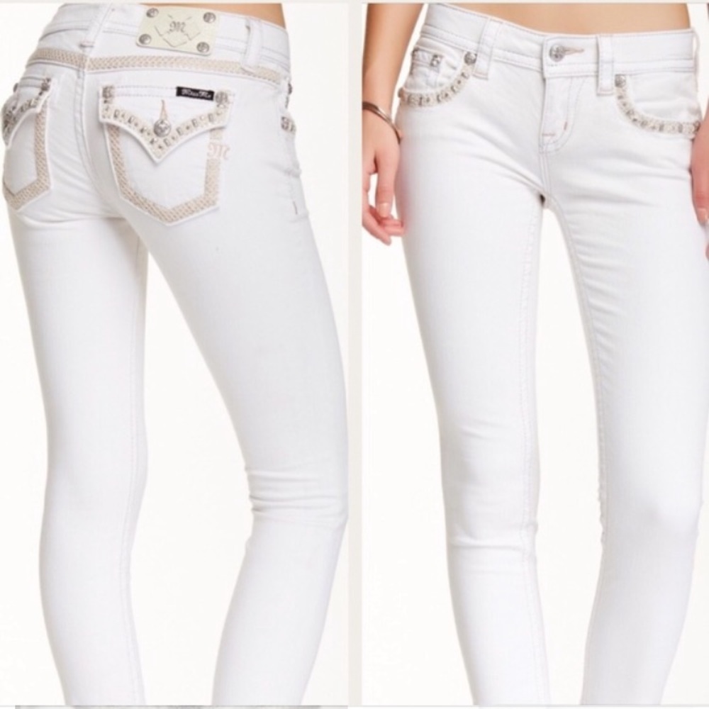 Miss Me Signature Skinny Embellished White Jeans